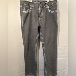 FUSAI jeans Heavily embroidered 38x32 Grey wash